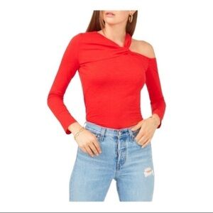1 State Twist Front One-Shoulder long sleeve Top NWOT